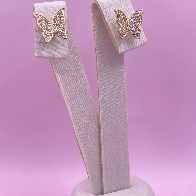 Brinco Borboleta Cravejada Zircônia