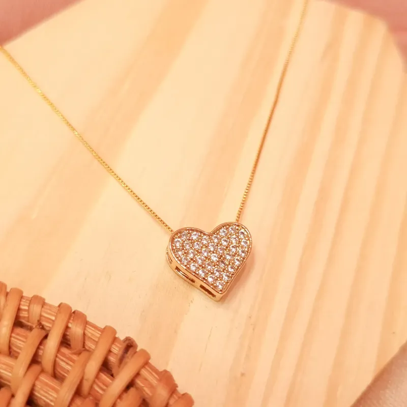 Colar Coração Cravejado