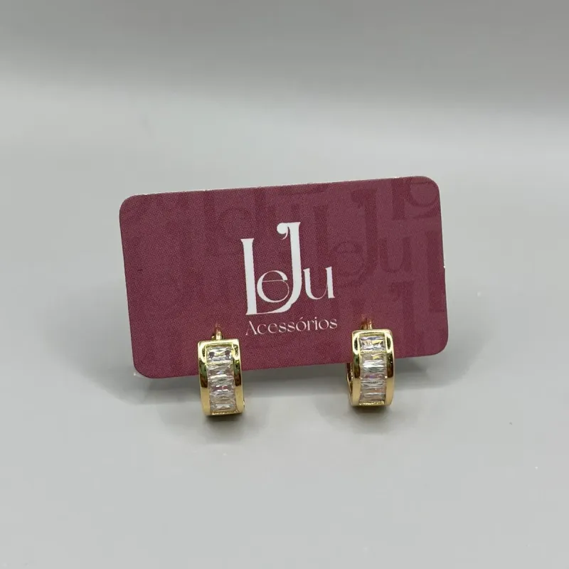 Brinco Click Zircônia Baguete P