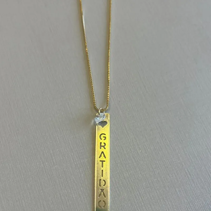 Colar Gratidão com Zircônia