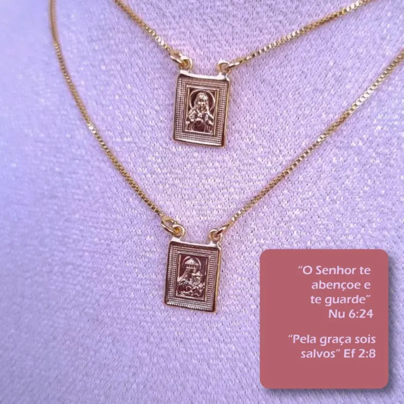 Escapulário Nossa Snr do Carmo e Sagrado Coração