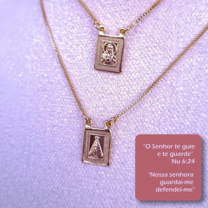 Escapulário Sagrado Coração e Nossa Senhora com Detalhes