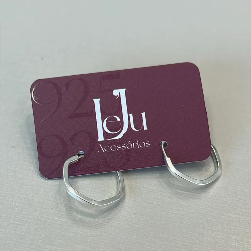 Argola Prata Sextavada