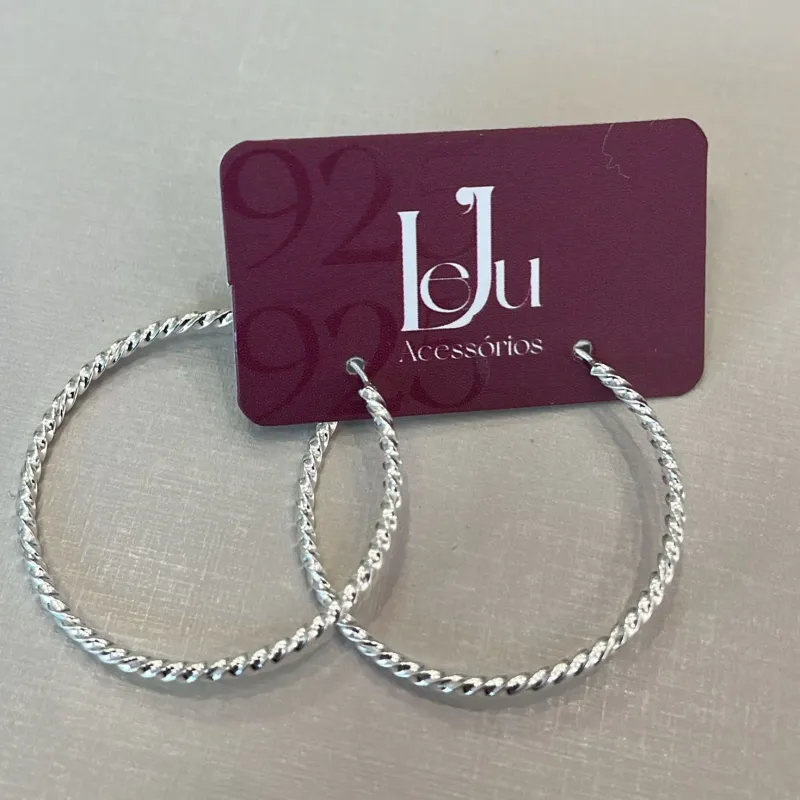 Argola Prata Trançada