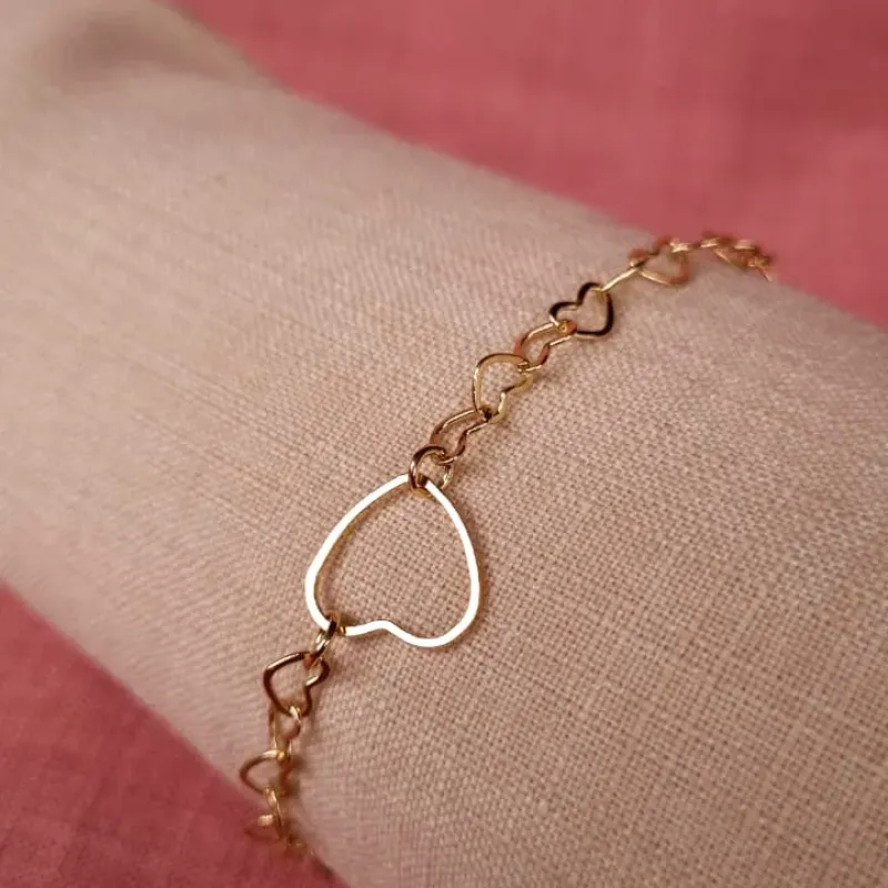 Pulseira Elo Coração com Coração