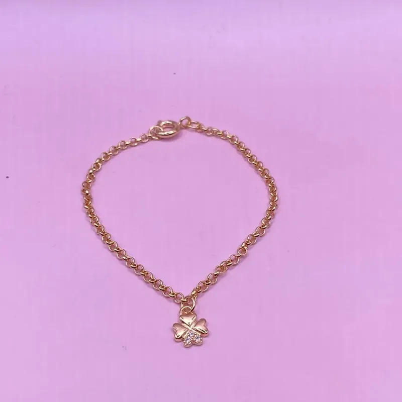 Pulseira Infantil Trevo Zircônia