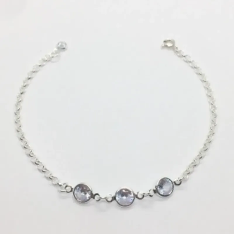 Pulseira Prata 3 Zircônias