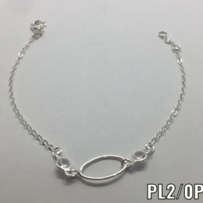 Pulseira Prata Oval com Zircônias