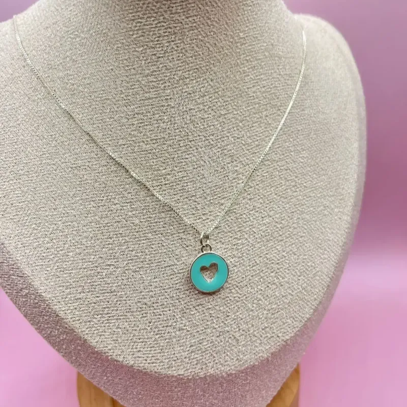 Choker Prata Coração Colorido