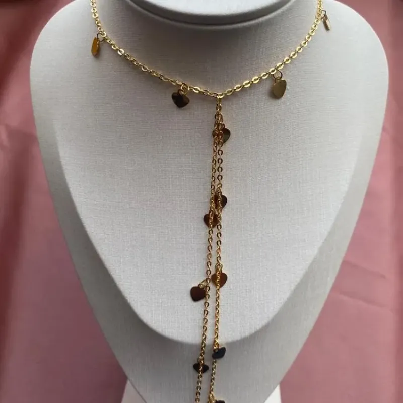 Colar Gravata Corações