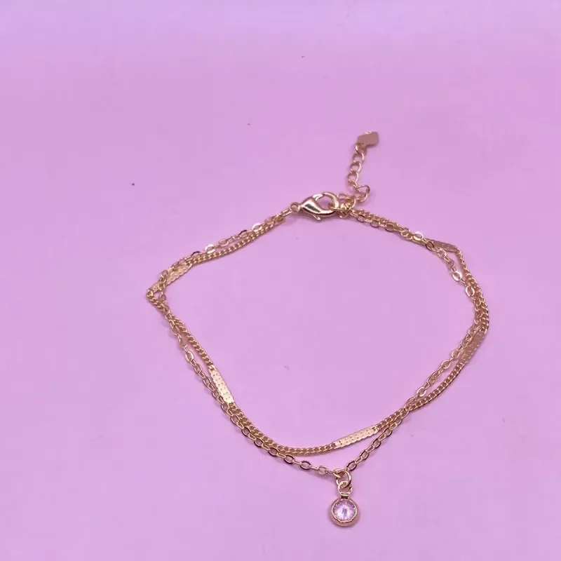 Pulseira Dupla Ponto de Luz Zircônia