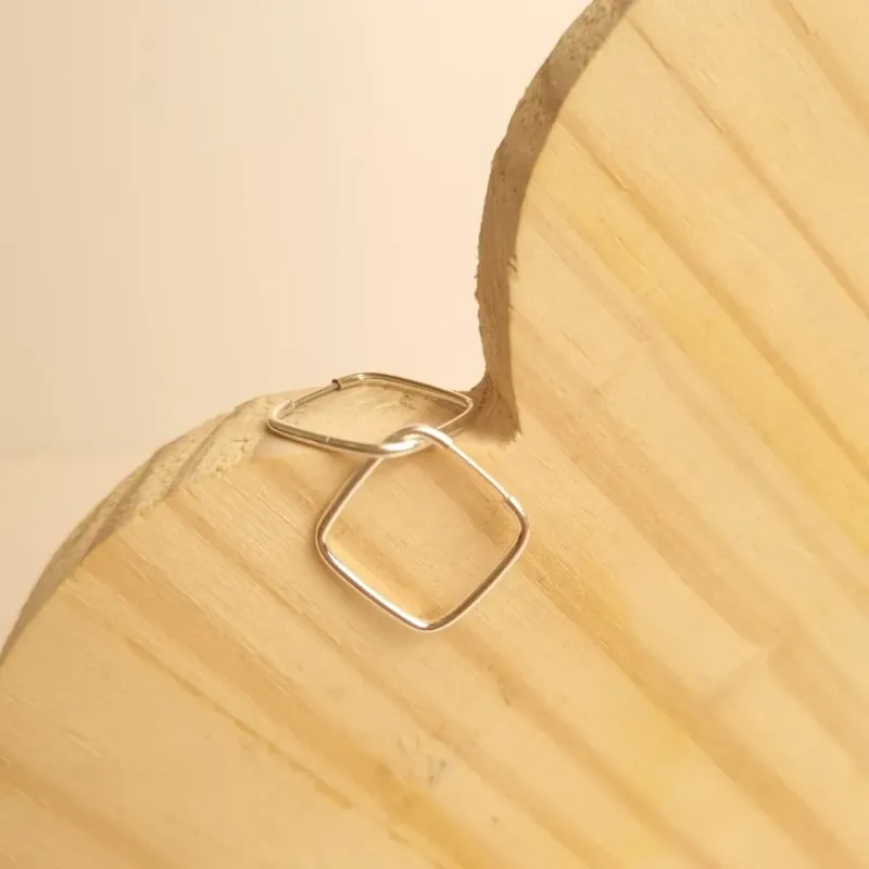 Argola Prata Lisa Quadrada PP