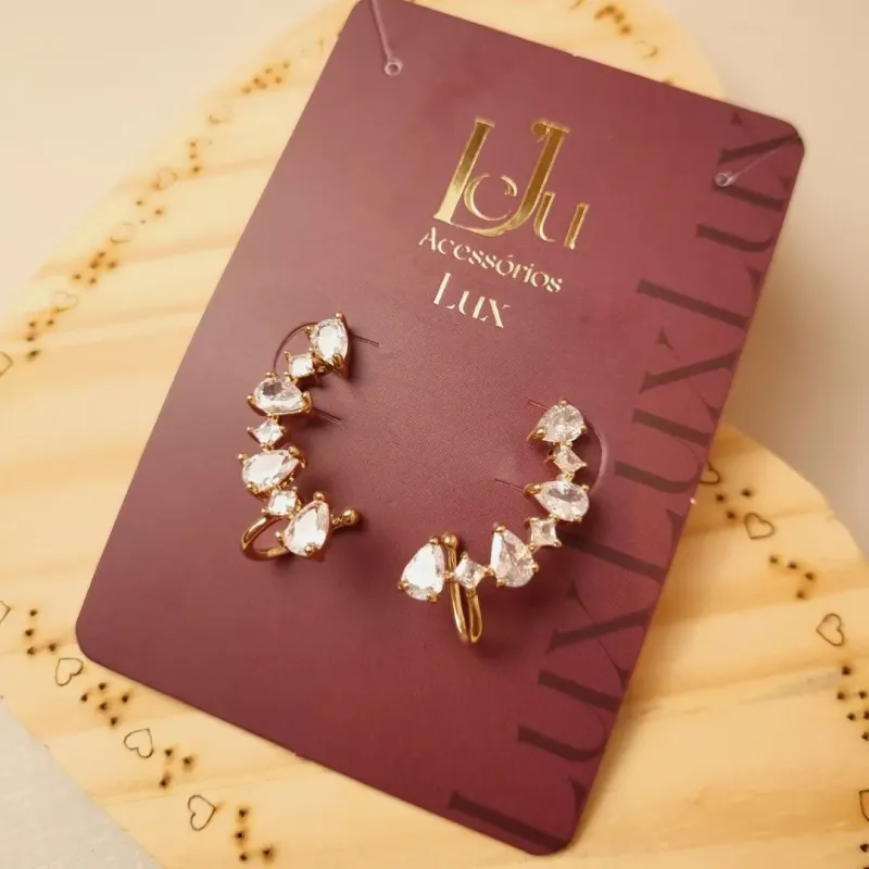 Brinco Ear Hook Pedras