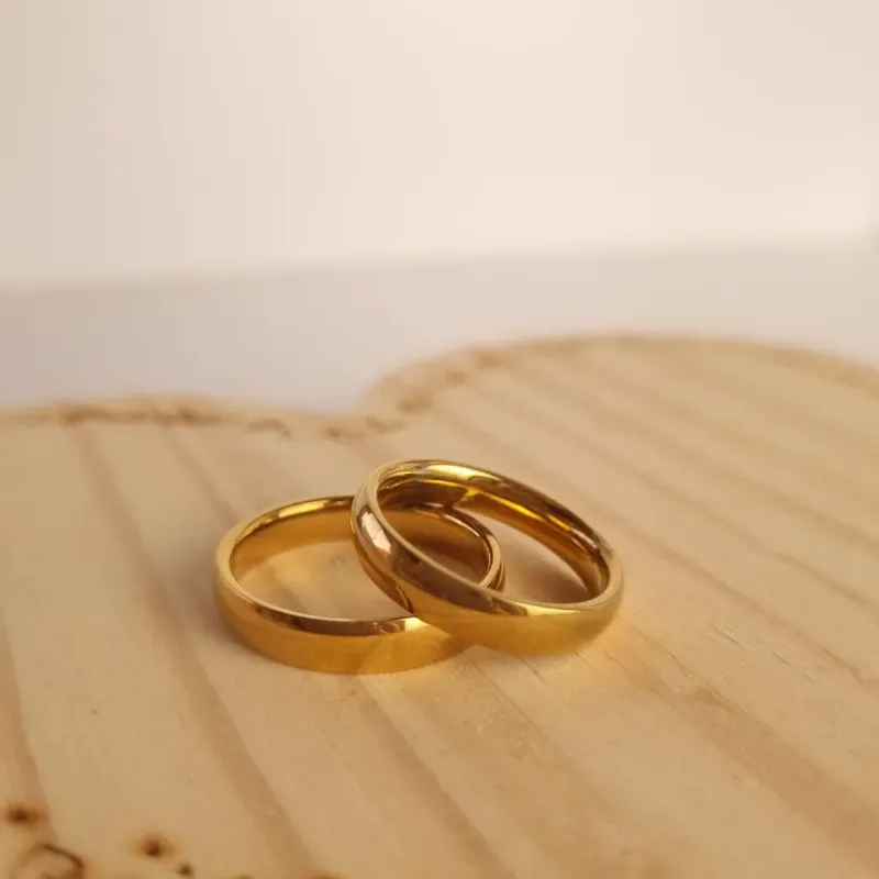 Aliança Inox Dourada Boleada