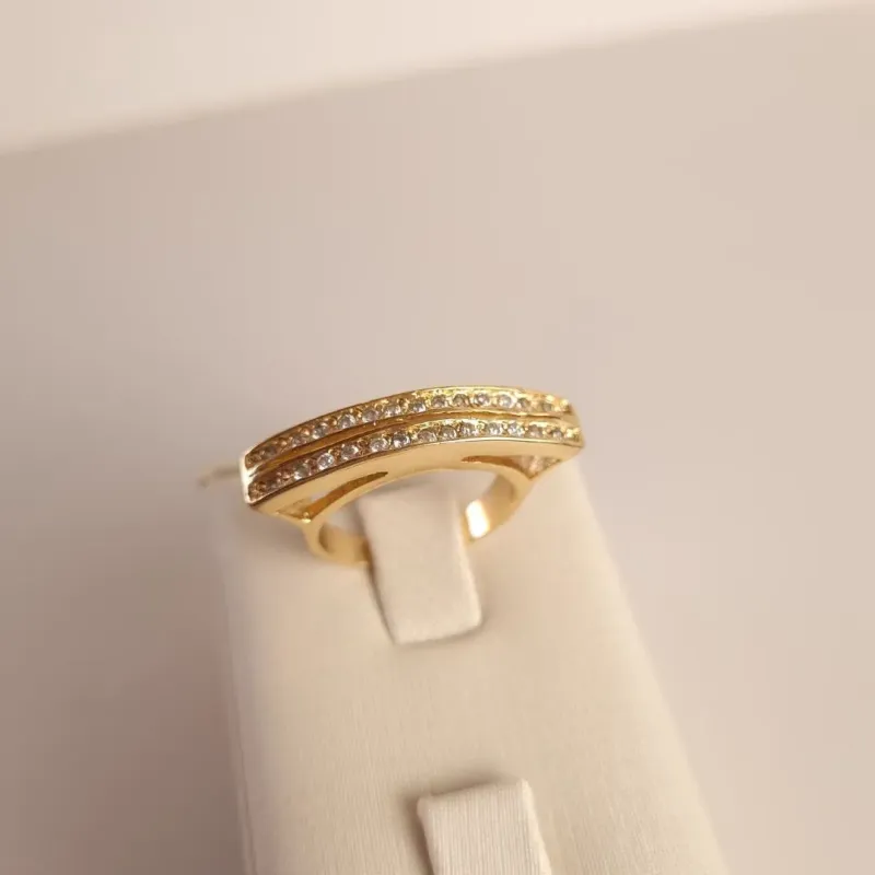 Anel Dois Traços Zircônia