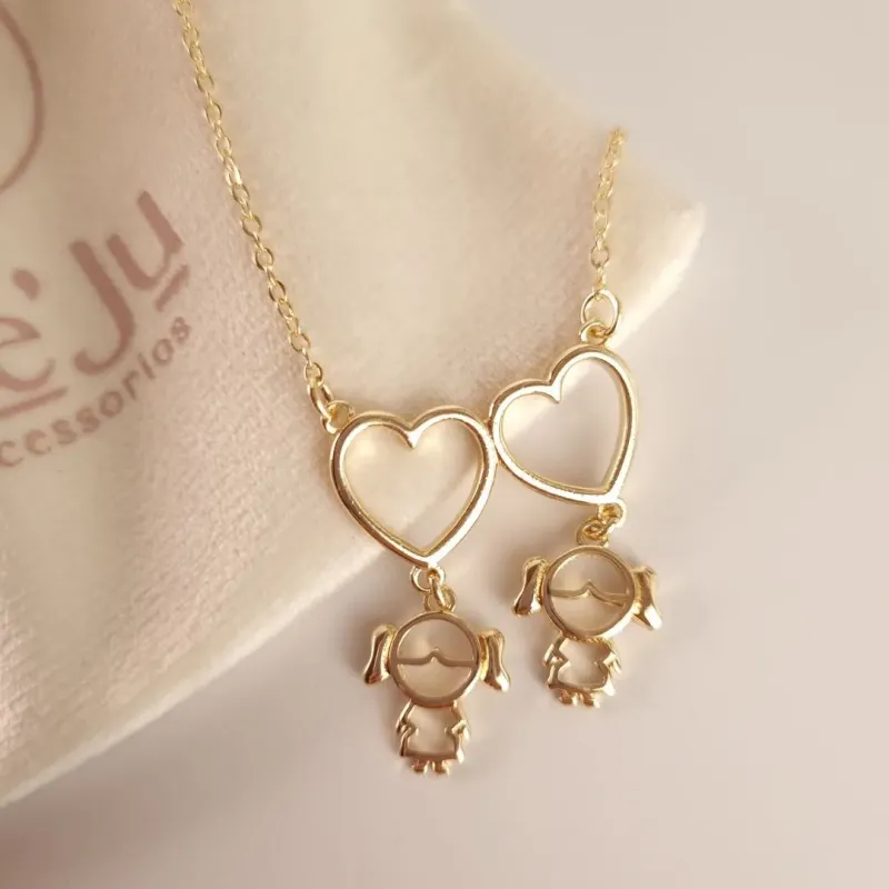 Colar Dois Filhos no Coração