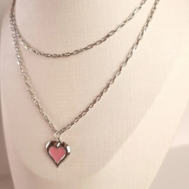 Colar Duplo Coração com Ponto de Luz