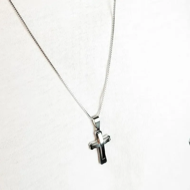 Colar Inox Masculino Cruz