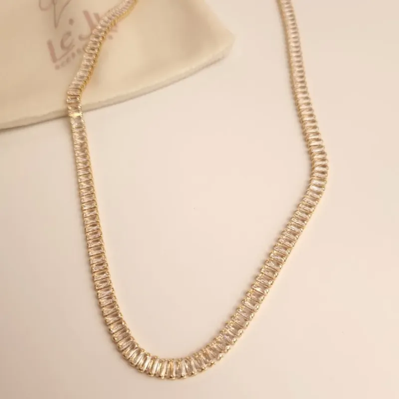 Colar Zircônia em Baguete