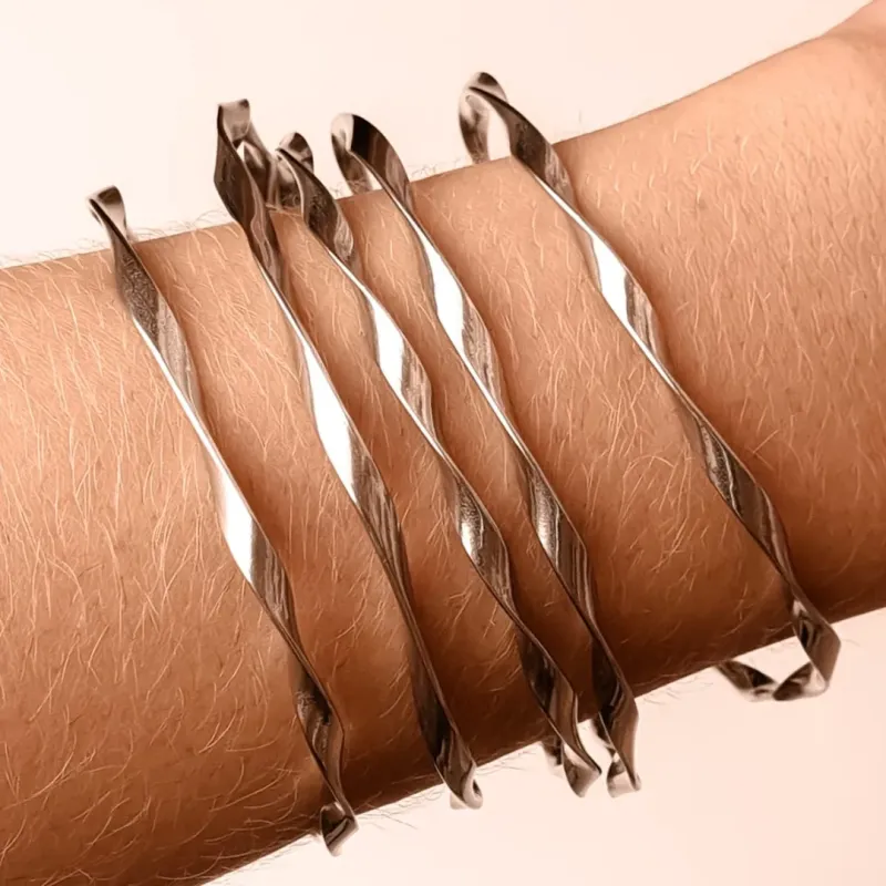 Bracelete Inox Ondulado