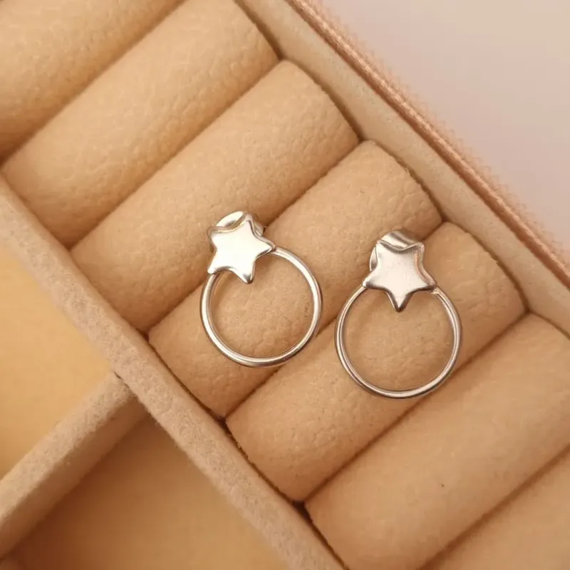 Brinco Inox Estrela com Círculo