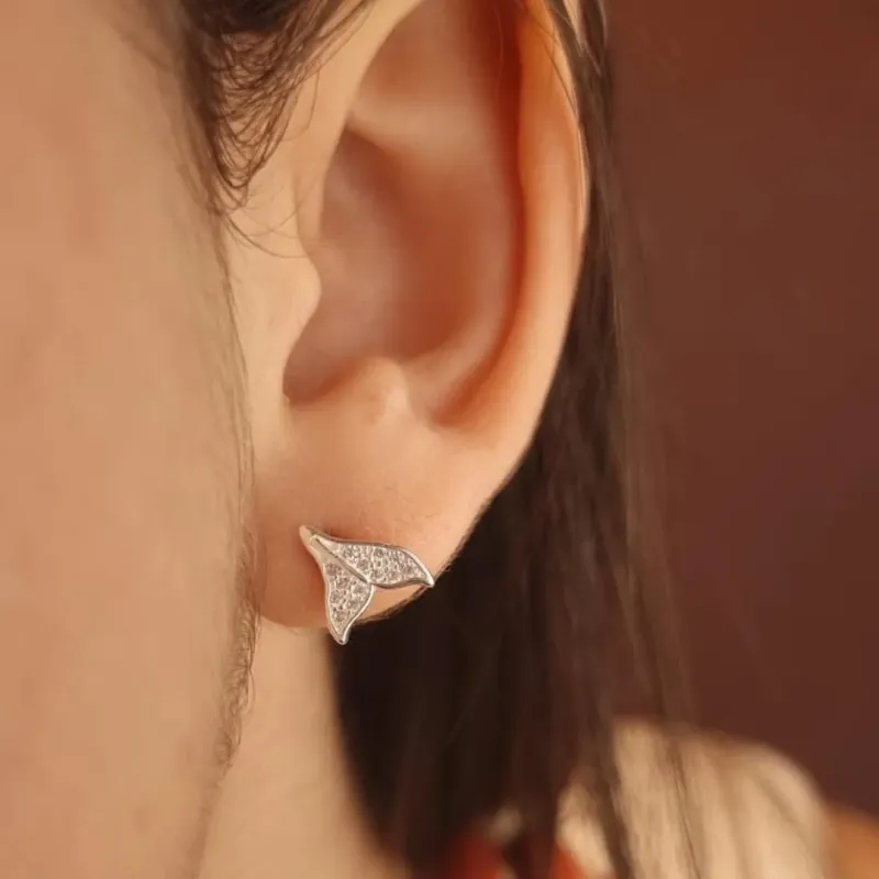 Brinco Prata Rabo de Sereia Cravejada