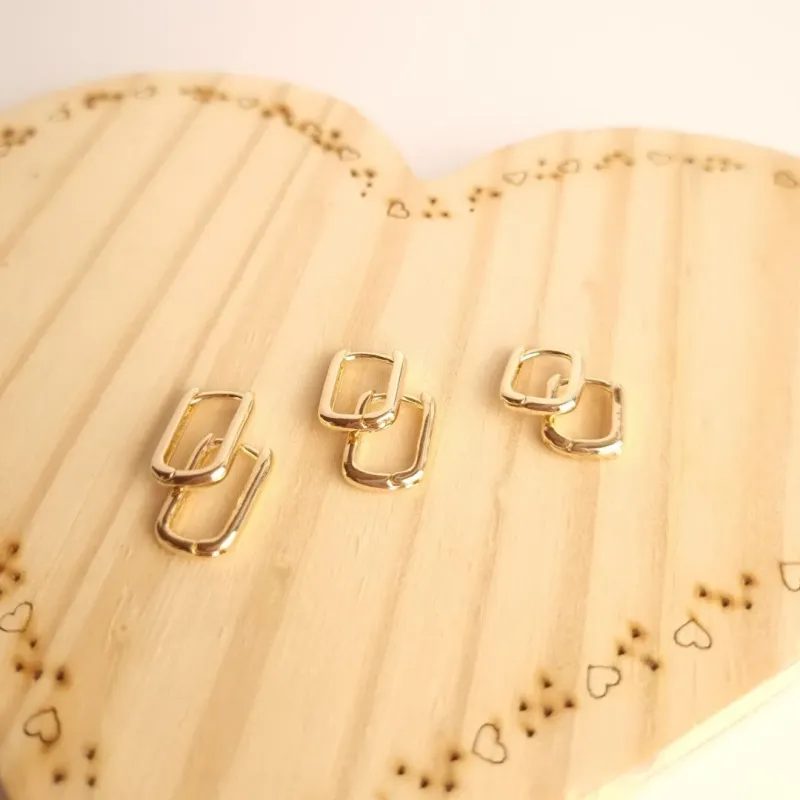 Brinco trio argola retangular