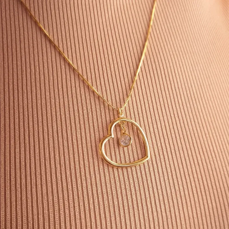 Colar Coração com Zircônia