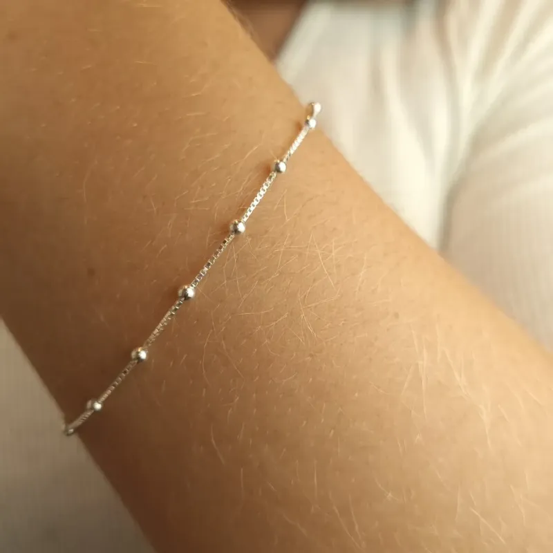 Pulseira Prata Bolinha V15