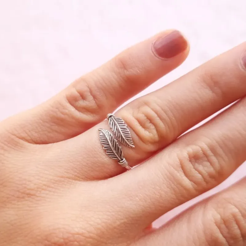 Anel Prata Folha