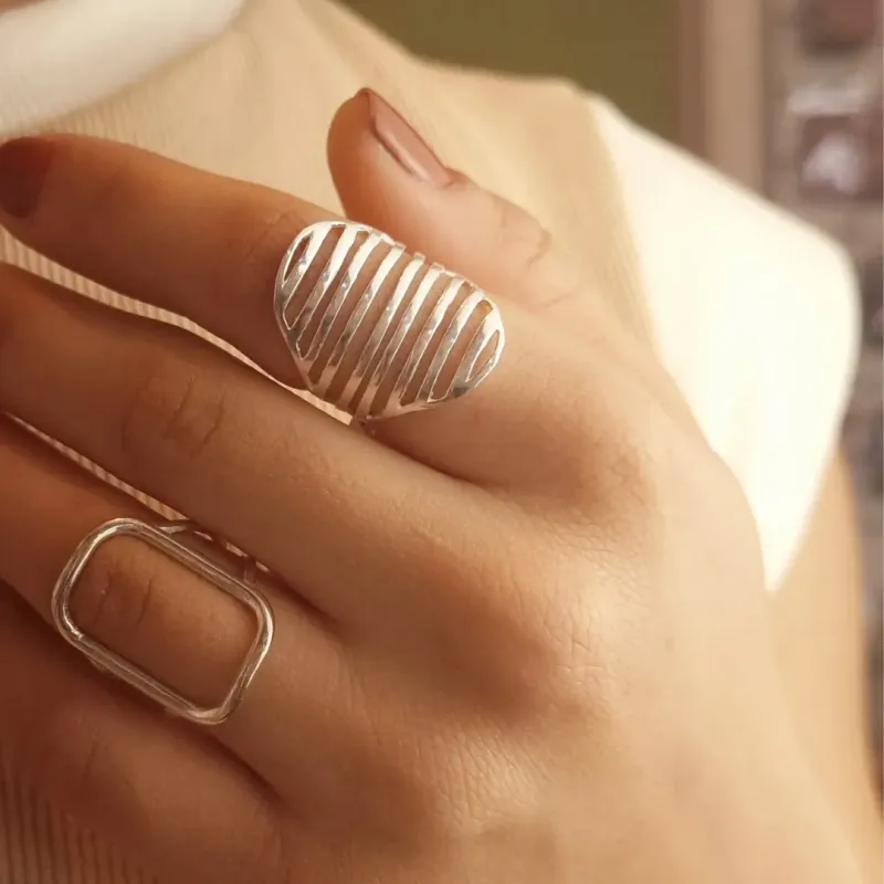 Anel Prata Liso Vazado