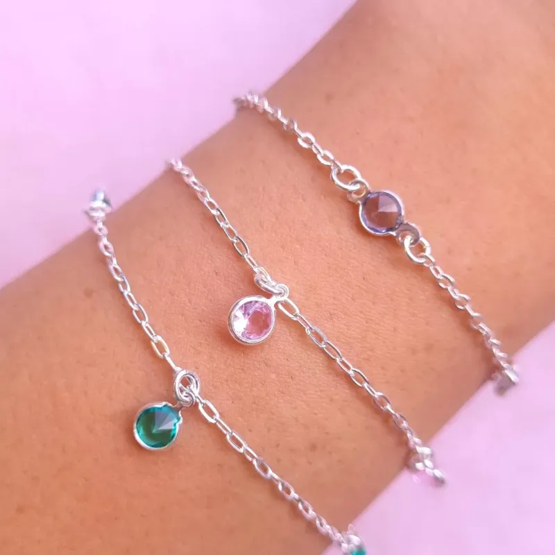 Puleira Prata Bolinhas Coloridas