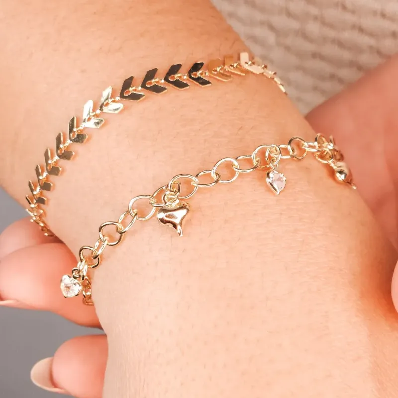 Pulseira Elo Português com Coração