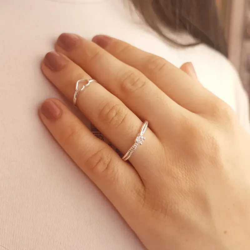 Anel Prata Solitario