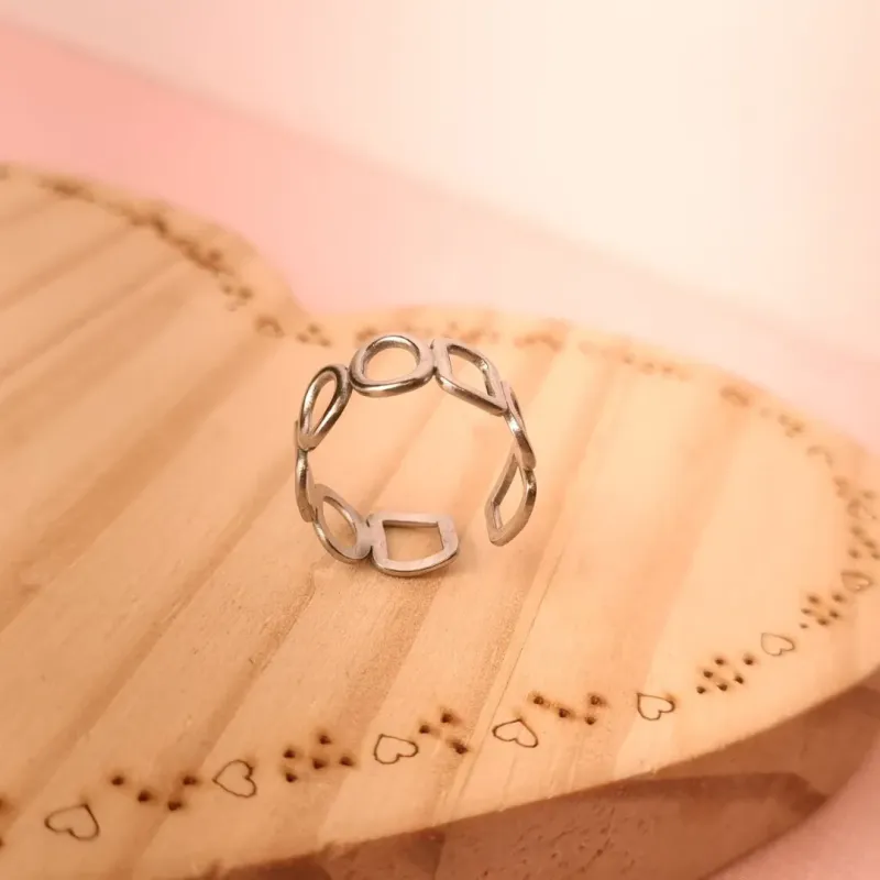 Anel Steel Quadrado Bolinha