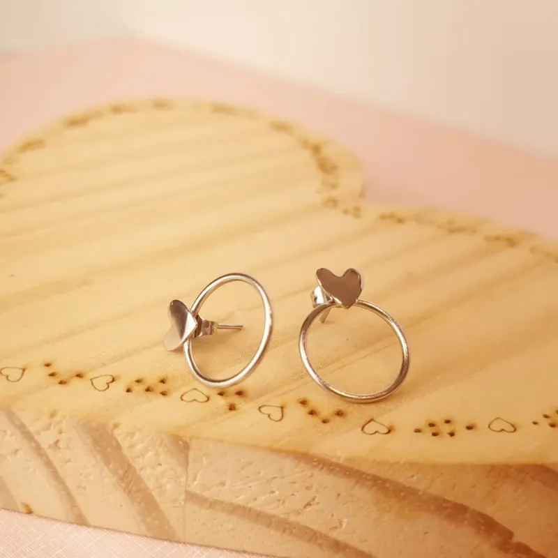 Brinco Argola Steel Coração