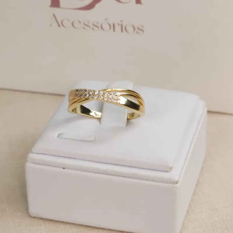 Anel Duplo X em Zircônia