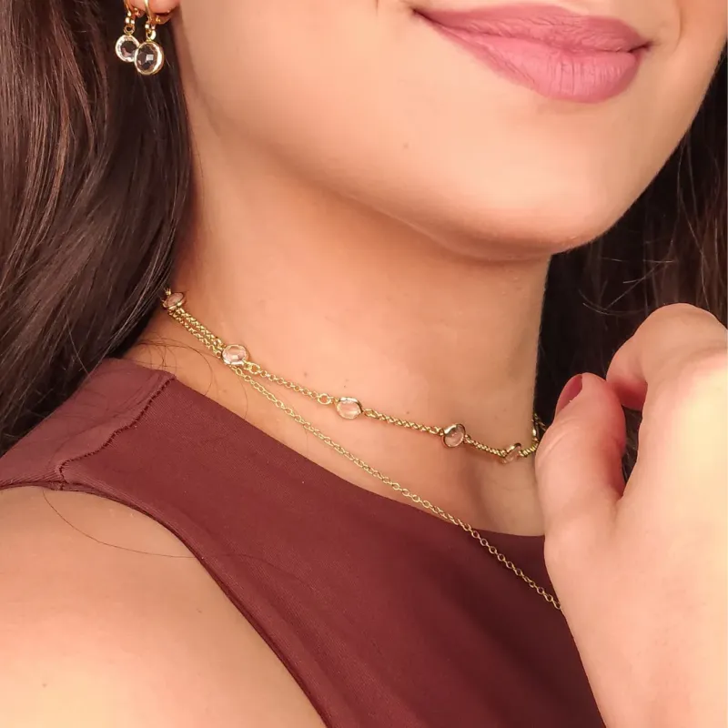 Choker Elos com Sete Zircônias