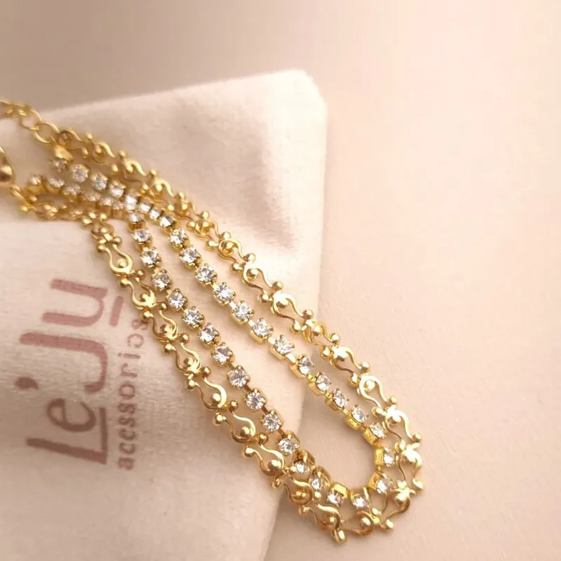 Pulseira Dupla Zircônia e Elos