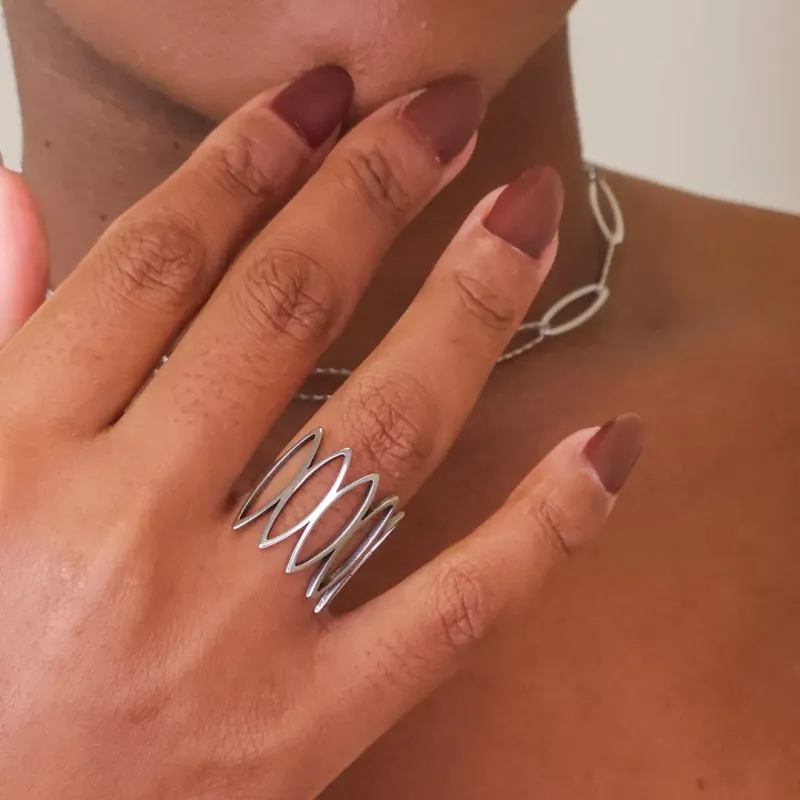 Anel Steel Elos Entrelaçados