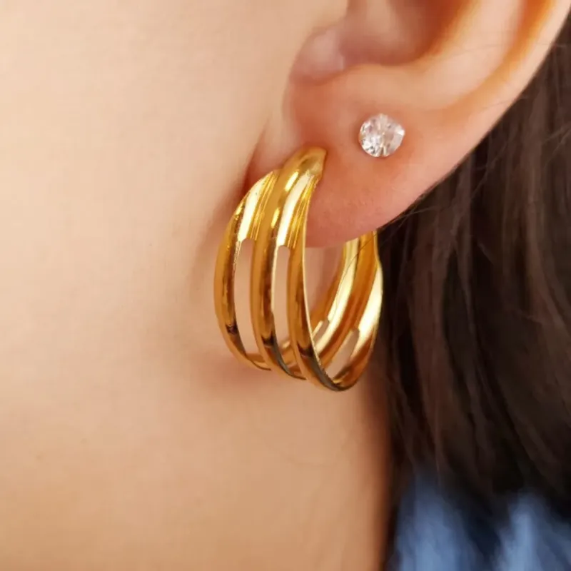 Brinco Argola Tripla Grande