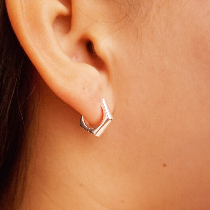 Argola Prata Hexágono