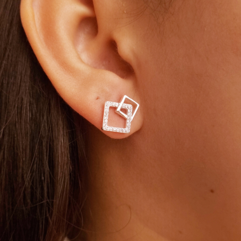 Brinco Prata Quadrado