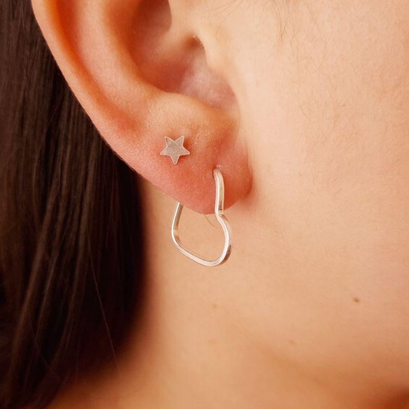 Argola Prata 925 Coração Liso Fecho Encaixe