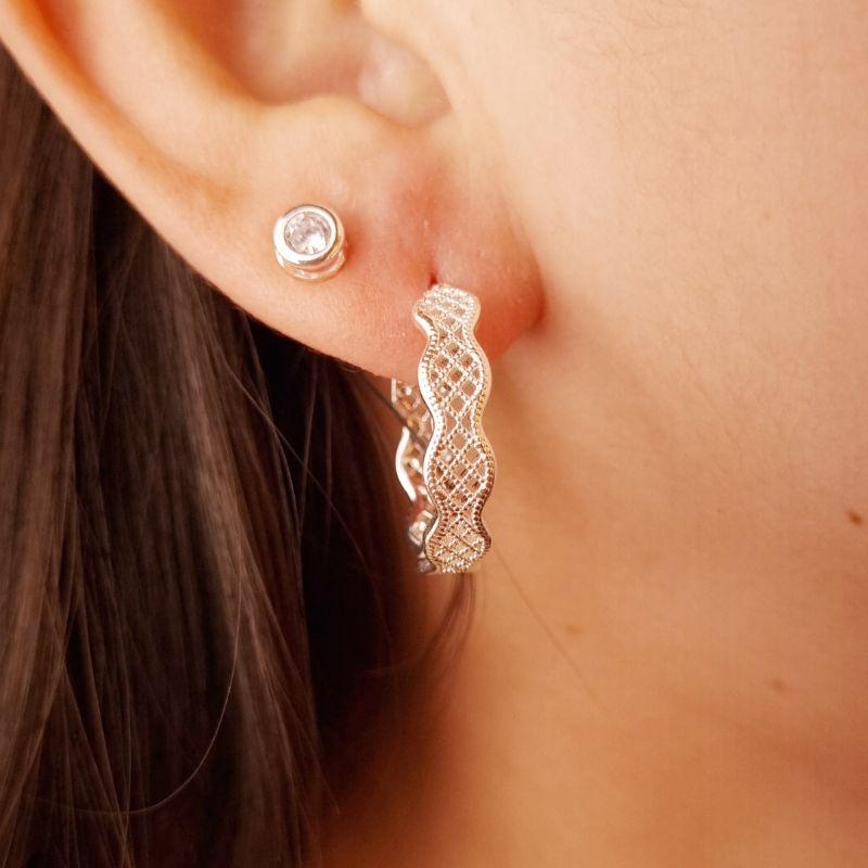 Argola Trançada Banhada a Prata