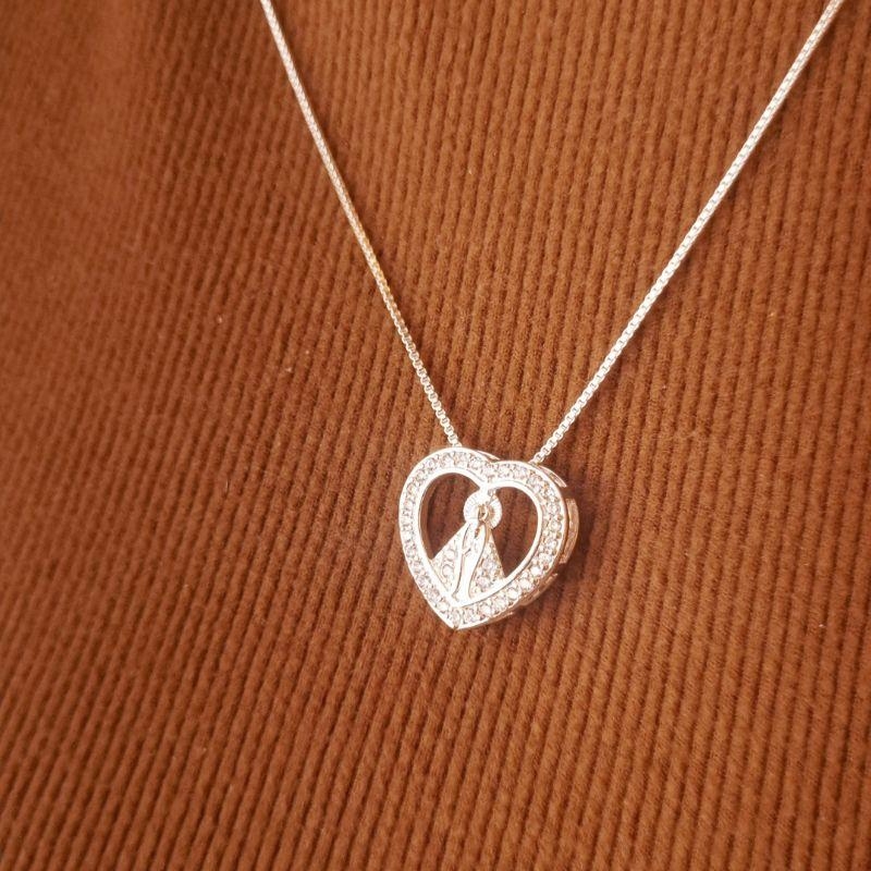 Colar Banho de Prata Nossa Senhora Vazada