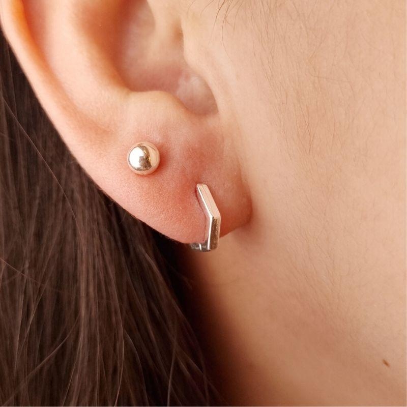 Argola Sextava Banhada a Prata