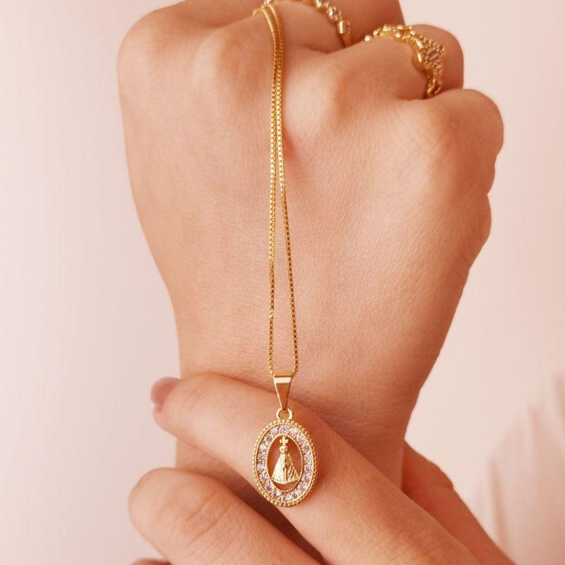 Colar Nossa Senhora Pequena Cravejada