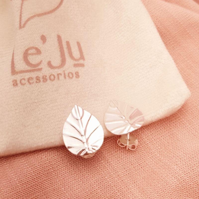 Brinco Folha em Banho de Prata