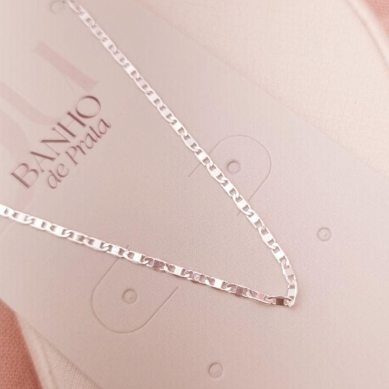 Colar Masculino com Fecho Jóia em Banho de Prata